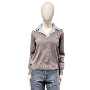 [페이지플린]셔츠카라넥 배색 자수 니트F5CKN008A