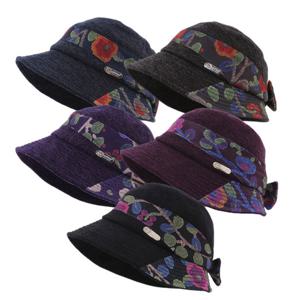 따뜻한 겨울 플라워 리본 귀달이 벙거지 엄마 중년 여성 할머니 방한모자/OM-B220