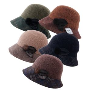 사이즈조절 배색 체크챙 울벙거지 겨울 엄마 중년 여성 할머니 방한 버킷햇 모자/CL-B103