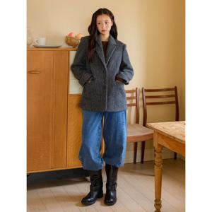 [올리브데올리브]옆 턱포인트 기모 와이드 데님팬츠 OJ5WLA49