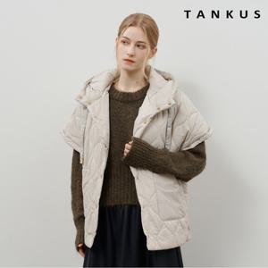 [탱커스] 퀼팅 후드 스트링 사이드 버튼 베스트 패딩 점퍼 (TX4JP015L0)
