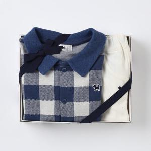 [블루독베이비]NY)빅체크큐트상하세트 45A13-610-01 출산백일돌