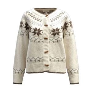 페이지플린  (F5DCA406) 라운드넥 눈꽃 떡볶이 울 가디건