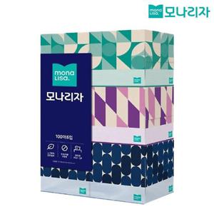 [땡큐온]모나리자 미용티슈 각티슈 무형광 100매 6입 x1개