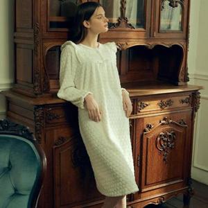 [바바라(언더웨어)]따뜻한기모 barbara1926 엠보 원피스 파자마 AGW5031