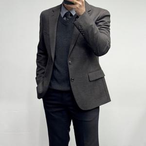 [바쏘옴므]잔체크 슬림핏 스판 정장 콤비 자켓 WSY4-JQ27-ABR