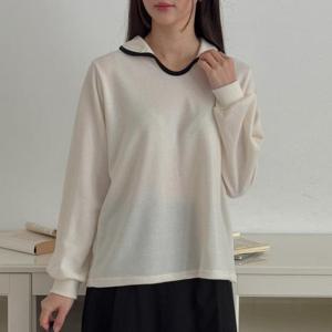 빅사이즈 501 로이라인배색카라긴팔티 DGOT686