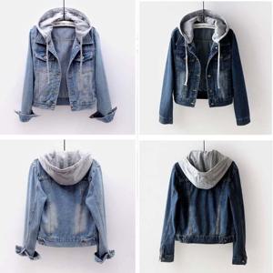여자 후드 탈부착 청자켓 기본 데님자켓 캐주얼룩