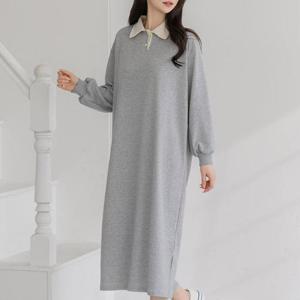 빅사이즈 510 단추크림카라롱원피스 DYYV541