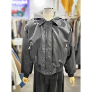 밸리걸 세이브존01 후드 레이어드 퍼안감 레더 집업 점퍼 613430