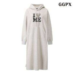 [GGPX] 데일리 기모 후드 레터링 오버핏 롱 원피스 (GPDOW009D)