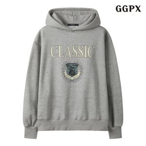 [GGPX] 기모 레터링 오버핏 후드 긴팔 티셔츠 (GPDLW008D)