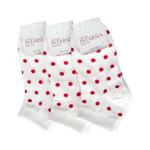 [S5Y099B]땡땡이 단목양말(흰색 여성발목양말 3족)