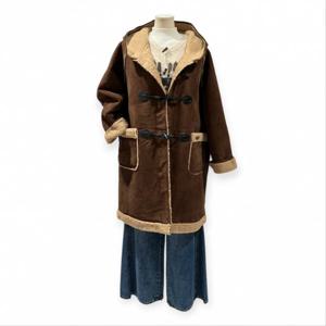 [트위]스웨이드 후드 롱 더플 코트 TNKDFCT006