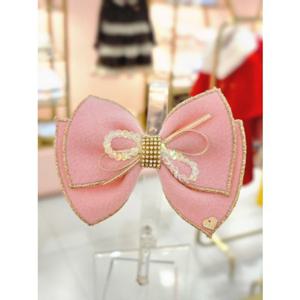 [프렌치캣 9D] 핑크 모직 리본 헤어핀 (Q55DG5041P1)