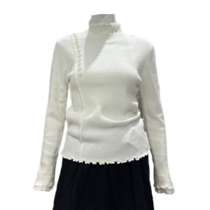 [나인스텝]레이스 물결 단추포인트 니트N25NW5436