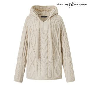 [나인식스뉴욕]빈티지 꽈배기 후드 루즈핏 긴팔 니트 (NP4KT060L0)