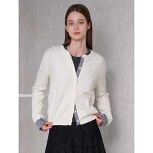 [비엔엑스]히든 체크 배색 버튼업 긴팔 가디건 (BX3CD019L0)