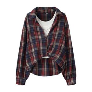 [비엔엑스]나시 레이어드 체크 카라넥 긴팔 셔츠 (BX3BL013L0)