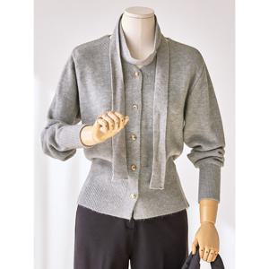 [커스텀에이블]골드버튼 V넥 타이 가디건_T2512CD072D