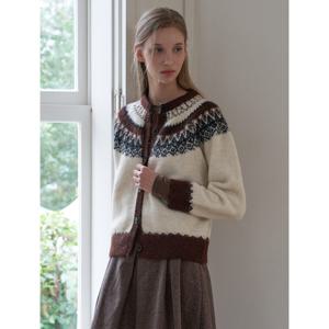 [위시드]라운드넥 노르딕 패턴 긴팔 가디건 (WICCCD024)