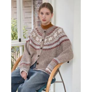 [위시드]나그랑 플라워 패턴 니트 가디건 (WICDCD023)