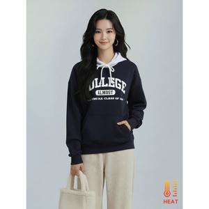 [플로우랩][플로우랩] 칼리지 후드 배색 기모 티셔츠_FLTS032W25