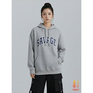 [플로우랩][플로우랩] 쎄비지 영문 기모 후드 티셔츠_FLTS031W25