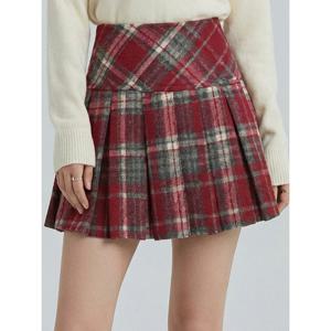 [플로우랩][플로우랩] 체크 플리츠 울터치 치마바지_FLPS006W25