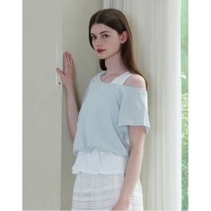 [위시드]언발 나시 오프숄더 반팔 티셔츠 (WICBTS035)