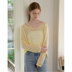 [위시드]썸머 루즈핏 끈 레터링 포인트 긴팔 니트 (WICBNT057)