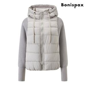 [보니스팍스]니트 배색 후드 경량 패딩 점퍼 (XP4JJ050L0)