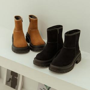 [SOVO] 베르나 터프솔 플랫폼 퍼 앵클부츠 7cm