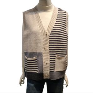 [숲]스트라이프 배색 니트 조끼(SBAVKC11)