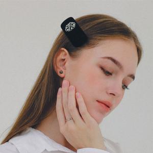 제이로렌 벨벳 진주 큐빅 눈꽃 자동핀 H01471