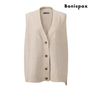 [보니스팍스(여성의류)]V넥 버튼 루즈핏 니트 베스트 XPAVT007M0