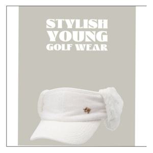 [엘르골프]여성 귀달이 탈부착 코듀로이 썬바이저6J87451J