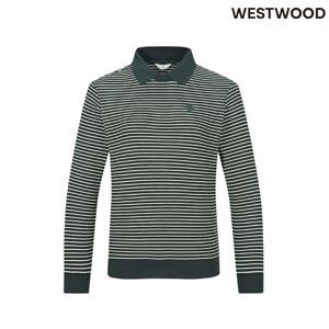 [웨스트우드]여성 겨울 세미 크롭 스트라이프 폴로티셔츠 WO4WCTP448