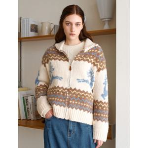 [위시드]노르딕 카라 니트 울 집업 가디건 (WICDCD042)