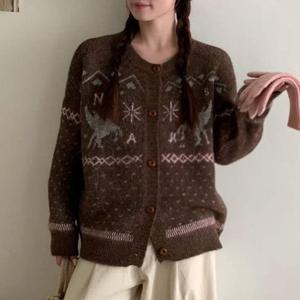 나야홍 / 빅사이즈 512 유니콘패턴가디건니트 DYYV769