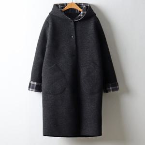 나야홍 / 아이우먼 소프트체크배색울코트 BGJ547M512 빅사이즈