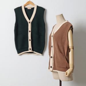 나야홍 / 빅사이즈 512 하찌버튼배색조끼 DRMJ645