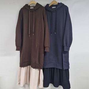 나야홍 / 빅사이즈원피스 V773L512 트임후드플레어원피스 SM