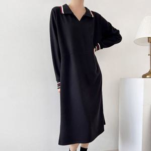 나야홍 / 빅사이즈 512 브이넥카라라인원피스 DBSV794