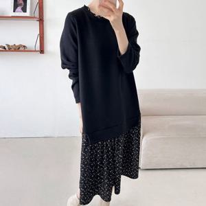 나야홍 / 빅사이즈 512 레이어잔꽃셔링원피스 DBSV796