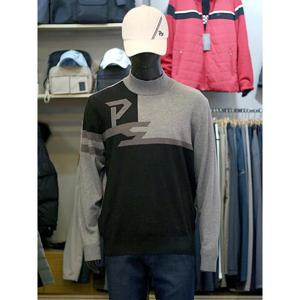 팜스프링스 세이브존03 팜스프링스 남성 골프 겨울 컬러 블록 배색 방풍 반목 니트 ATSKTM244351A