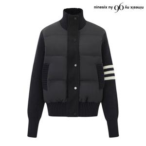 [나인식스뉴욕]니트 골지 배색 하이넥 패딩 점퍼 (NP4JJ044L0)