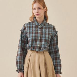 [매긴]프릴 핀턱 체크 블라우스_PBMF5W1BL5051