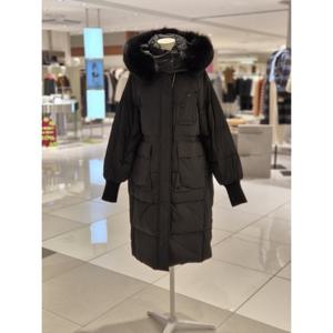 [파프리카]후드 폭스 퍼 소매 니트 시보리 럭셔리  롱 다운 점퍼 SK4DWB03