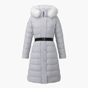데상트골프패딩 JQS DP42WFDJN2-LGYG 여성 페이크퍼 롱패딩 LIGHT GREY